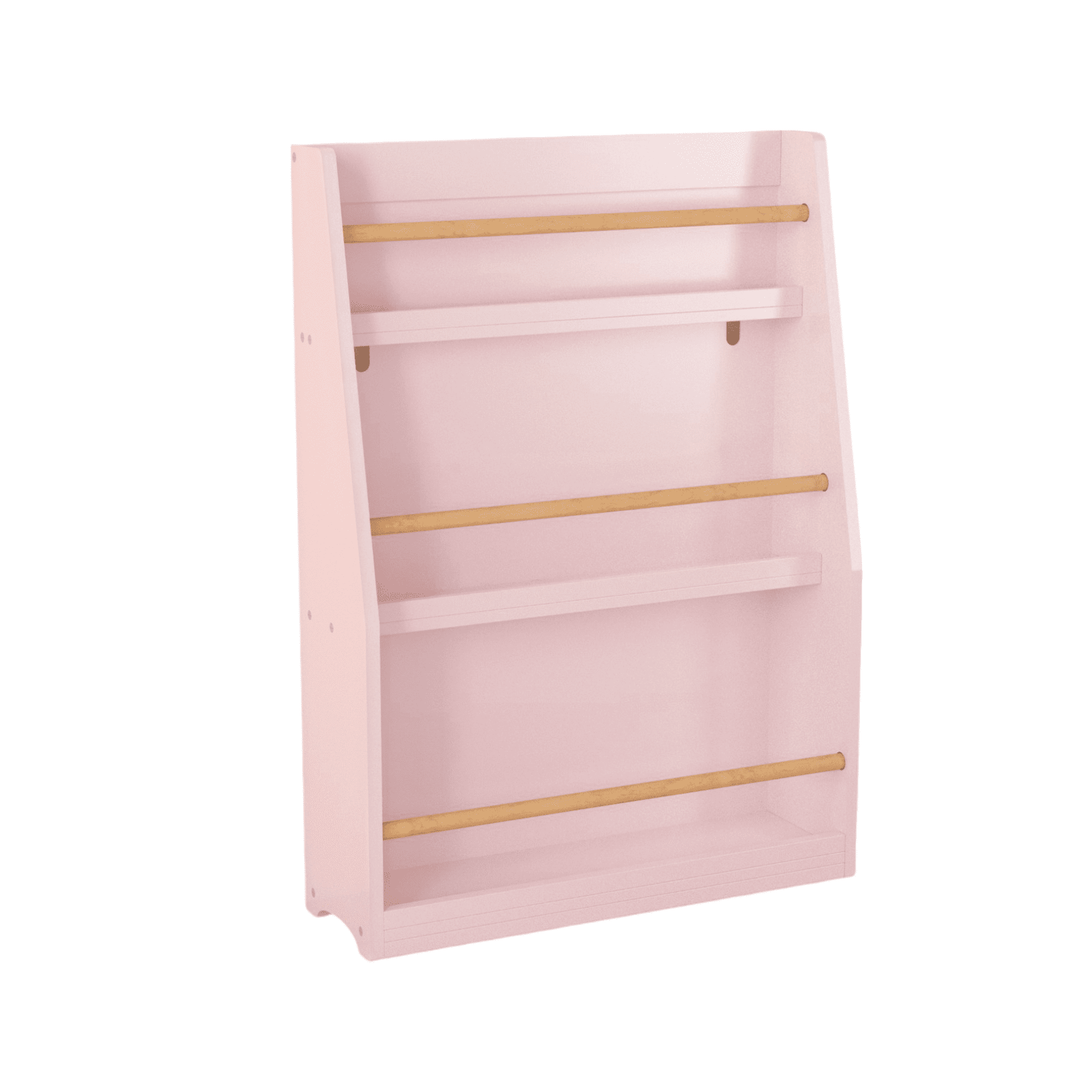 Miniyam 3-Tier Wooden Bookshelf with Toy Storage for Kid, Pink