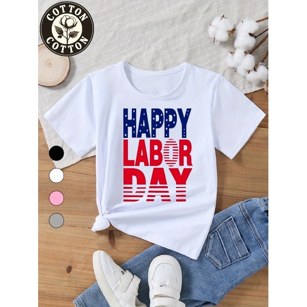 T-Shirt Made of Pure Cotton, Labor with Patriotic Designs. A Perfect Gift for Boys And Girls, Available in 3 Colors, Suitable for School Events And Casual Wear.