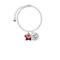 thumbnail image 2 of Delight Jewelry Silvertone Red Star Santa - Domed Thank You Charm Bracelet, 6"+2", 2 of 5