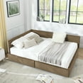 thumbnail image 5 of Harper & Bright Designs Queen Size Upholstered Daybed Frame with Drawers, Velvet L Shaped Corner Bed with Backrest and Armrests for Bedroom Living Room, Brown, 5 of 13