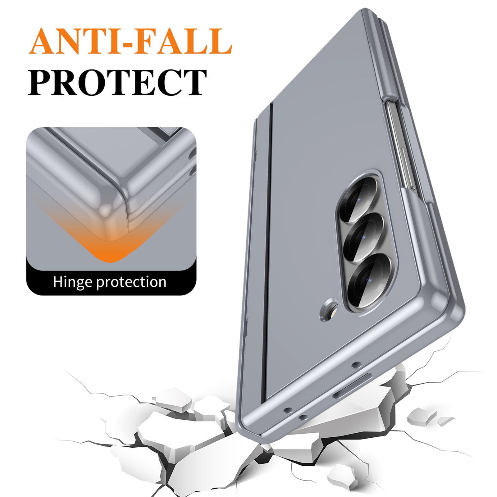 ELEHOLD Rugged Case for Samsung Galaxy Z Fold 5 Case,Built-in Screen Protector Flip Kickstand Hinge Protection Slim Full Body Protective Phone Case for Samsung Galaxy Z Fold 5,Gray