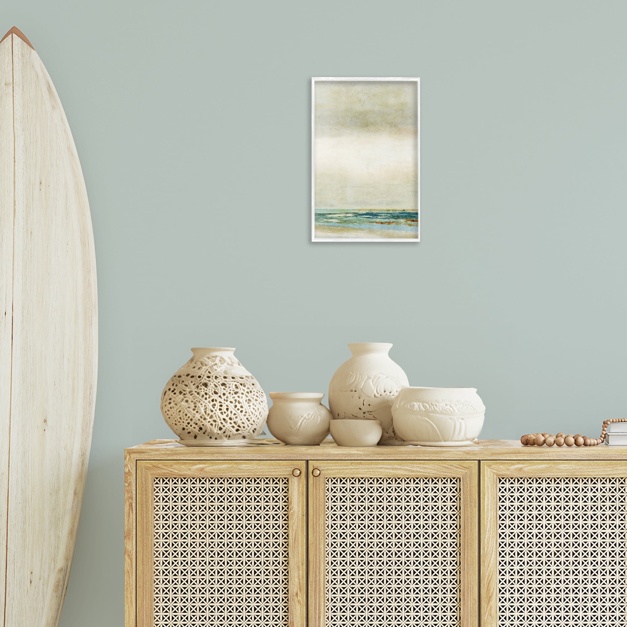 Stupell Industries Neutral Beige Beach Abstraction Abstract Painting White Framed Art Print Wall Art, 12 x 18