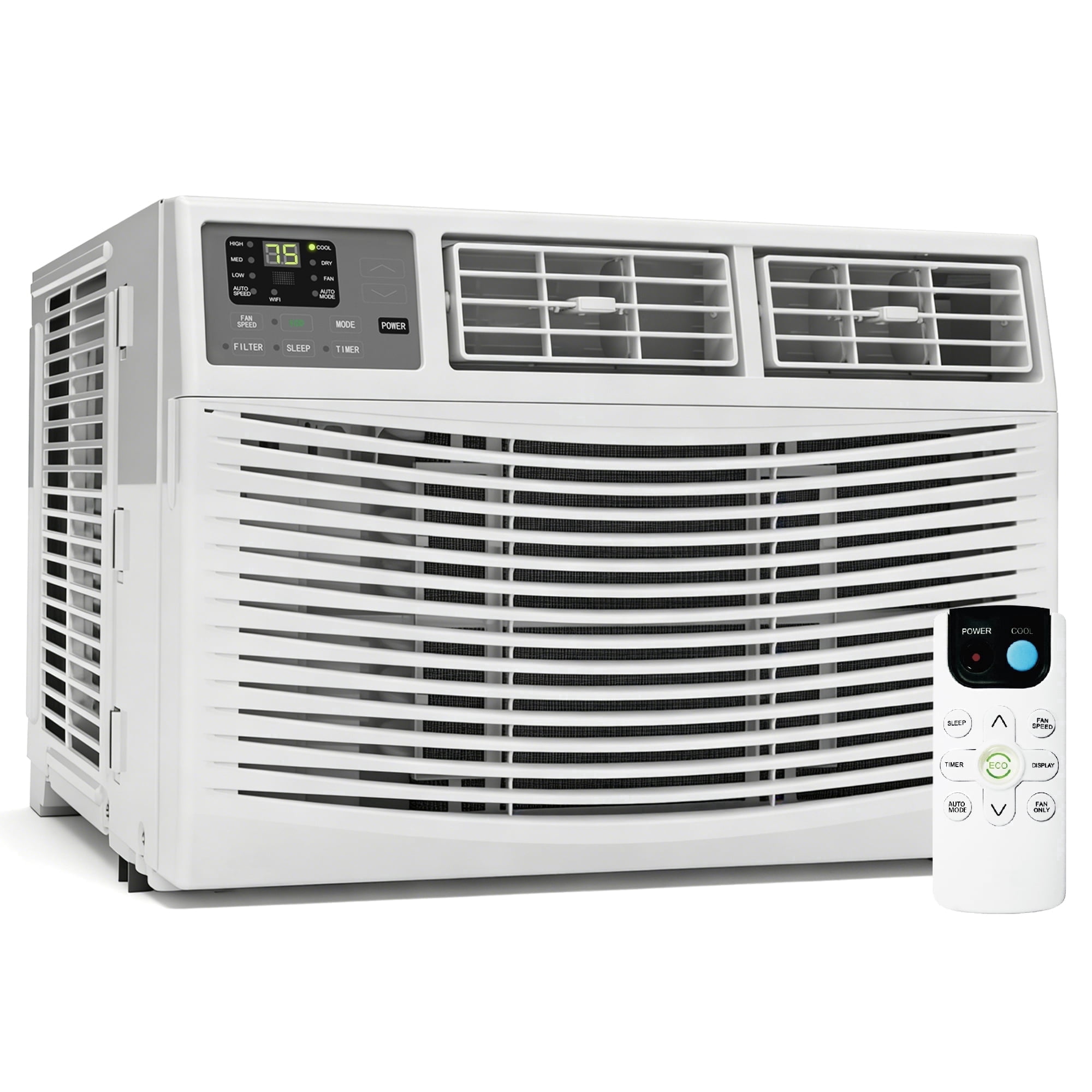 PhiloDeco8,000 BTU Window Air Conditioner with Remote Control, Cools Up to 350 Sq. Ft., Quiet Operation, Eco Mode, 3 Fan Speeds, White