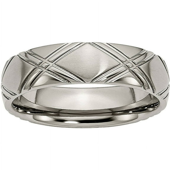 Titanium Criss-cross Design 6mm Brushed and Polished Band