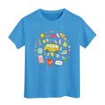 thumbnail image 3 of Kiijoy Girls Back-To-School T Shirt Graphic Short Sleeve Crew Neck T-Shirt, Blue, Size 2-3, 3 of 3