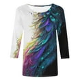 thumbnail image 3 of Women's Summer Clothes Spring Elegant Shirts Tie Dye Ombre Round Neck Blouse Y2K Tops Dressy Casual Vintage Fashion 2024 3/4 Sleeve Tunic Tops for Lady Loose Fit Flowy Multicolor T Shirts S, 3 of 4
