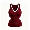 thumbnail image 6 of VBVC Women's Ribbed V Neck Cutout Tank Top , Ladies' Side Hollow Out Sleeveless Cami , Y2K Going Out Summer Tops For Women,Wine,S-2XL, 6 of 6