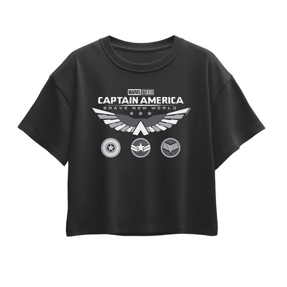 Captain America - Cabnw Icons Black Shirt - Youth Girls Boxy T-Shirt