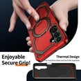 thumbnail image 2 of Allytechgroup Slim Case for Samsung Galaxy A16 5G with Stand, Compatible with Magsafe Built-in  Kickstand Rugged Heavy Duty Durable Cover Case Shockproof Magnetic Protective for Women Men, Red, 2 of 7