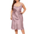 thumbnail image 2 of Women's Plus Size Satin Sleep Dress Nightgown Adjustable Spaghetti Strap Nightdress Nightwear Silk Nightgowns 06-Light Purple XXXL, 2 of 4