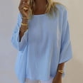 thumbnail image 2 of Blusa de manga larga suelta con cuello redondo de color sólido informal a la moda para mujer Pompotops  FGAJ5456, 2 of 9