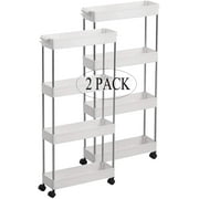 AOTENG STAR White Slim Storage Shelf Cart for Narrow Places 2 Pack