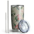 thumbnail image 2 of 20oz Tumbler with Lid and Straw Stainless Pink White Floral Steel Vacuum Insulated Water Coffee Tumbler Cup Double Wall Vacuum Insulated Travel Mug Reusable Tumblers for Ice Drinks, Hot Beverage, 2 of 5
