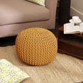thumbnail image 6 of · REDEARTH · Round Pouf Ottoman - Hand Knitted Cable Boho Poof Home Décor Pouffe Circular Footrest for Living Room - Bedroom - Lounge - Nursery - 100% Cotton Poufs (18"x18"x14") - Mustard, 6 of 8
