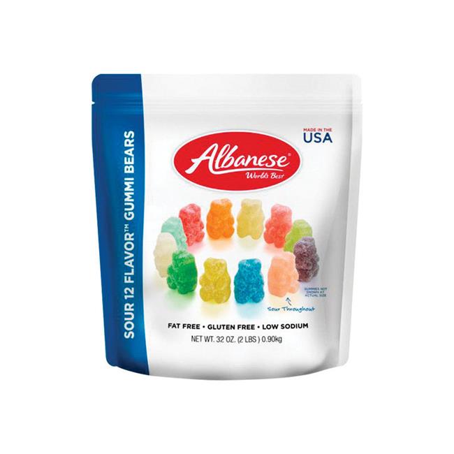 Albanese World's Best Sour 12 Flavor Gummi Bears, Family Share 32oz