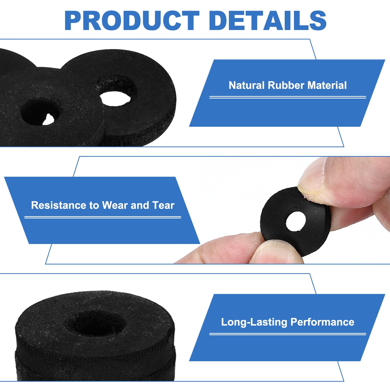 Uxcell 160pcs Rubber Spacers, 3/4'' OD x 1/4'' ID x 1/8'' Thickness, Round Anti Vibration Spacer Bushings, Black Flat Rubber Washers, Vibration Damping Pads for Home and Car Accessories