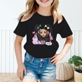 thumbnail image 2 of LUOGENLI T-Shirt pour Filles Enfant Filles Mignon Graphique Col Rond Manche Courte Tee Été Décontracté T-Shirt Chemises pour Filles Denim Fluide Noir 8-9 Ans, 2 of 5