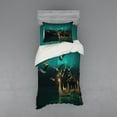 thumbnail image 2 of Ambesonne Fantasy Bedding Set 4 Pcs, Elf Boats Birds Swans, Queen, Sand Brown Dark Teal, 2 of 3