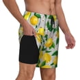 thumbnail image 2 of Sigee Lemon Seamless Pattern Oil Painting Effect Print Mens Swim Trunks with Compression Liner Quick Dry Swim Stretch Beach Shorts with Pockets,S-3XL, 2 of 7