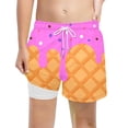 thumbnail image 4 of RMGVDSD Boys Swim Trunks With Compression Liner Ice Cream Print Big Kids Bathing Suit Quick Dry Board Shorts for 5-6 Years, 4 of 4
