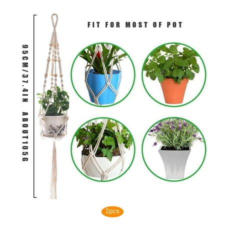 

2PCS Flower Pot Hanger Indoor Outdoor Plants Hanging Basket Cotton Rope Plant Pot Holder
