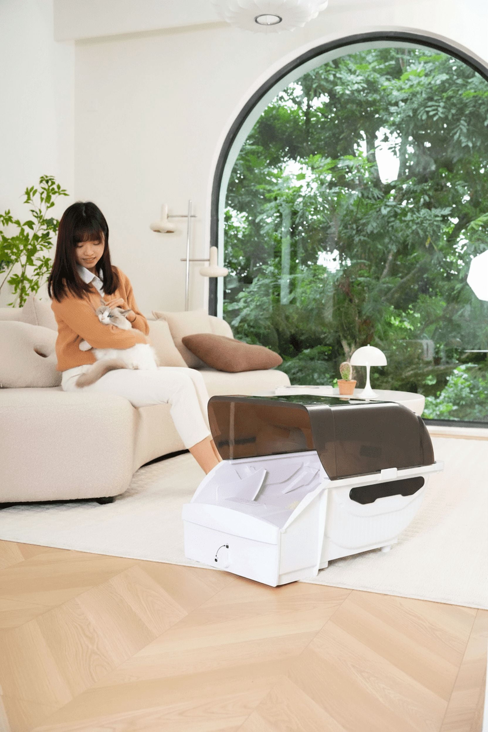 Smart Cat Litter Box Cat Litter Box Wide Opening With Hood