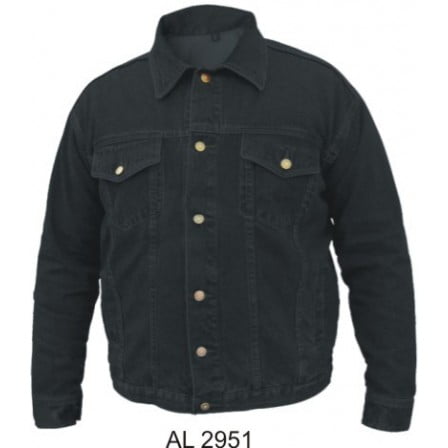 Denim Jacket Motorcycle Men's Boy Fashion 3XL Size Motorcycle Black Denim Jacket 2 Front Slash Pockets With Snap Down Collar ()