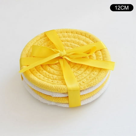 

Coasters Set Insulation Mat Water-Absorbing Round Plate Mat Set of 4 with Ribbon