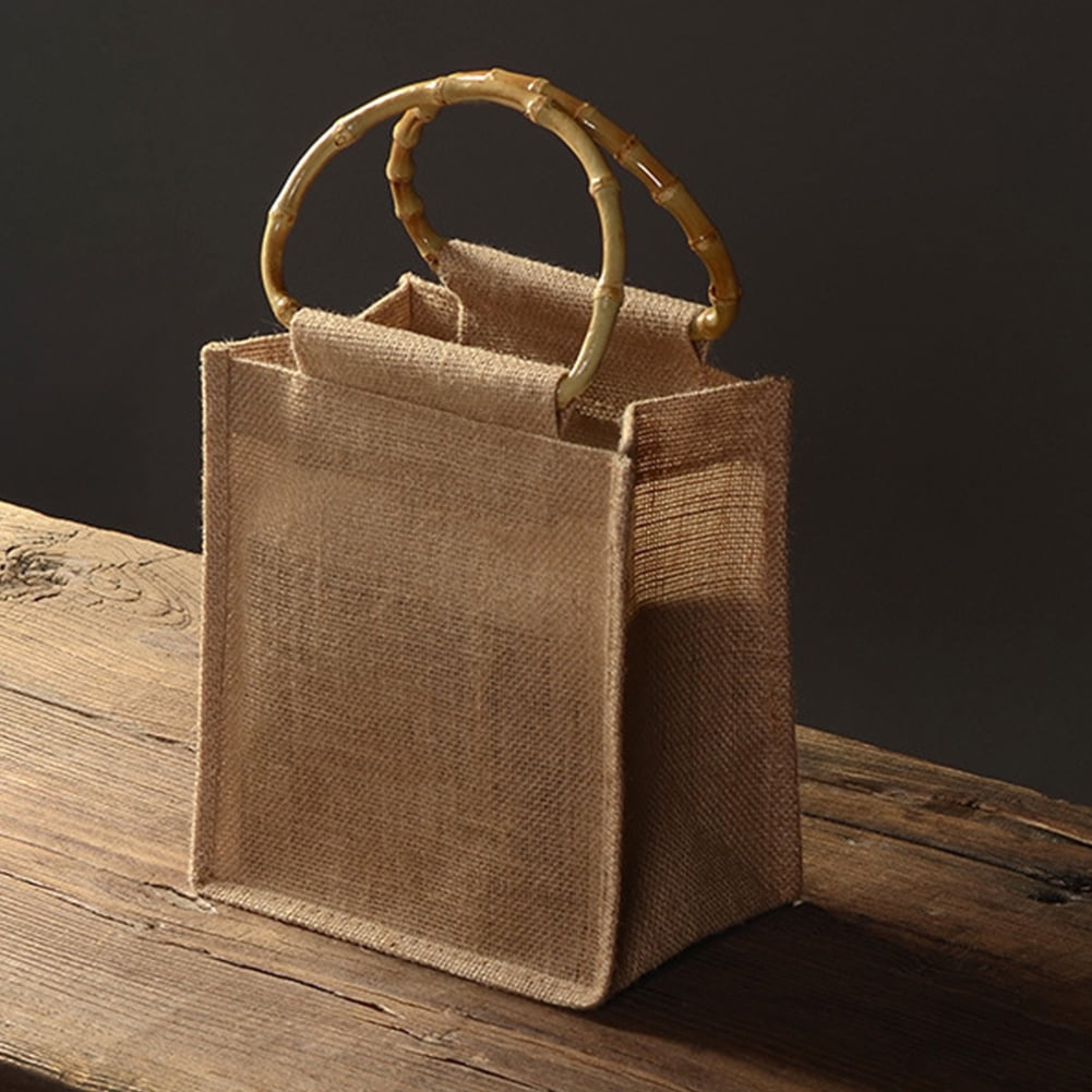 Cheers Half Circular Arc Bamboo Handle Gift Bag Holder Handbag Storage Container Pouch Walmart