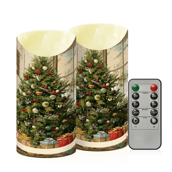 Wobogo Dazzling Christmas Tree Flameless Candles with Remote Battery Operated Flickering LED Candles with Timer 2/4/6/8H Medium Size
