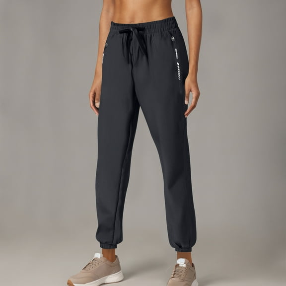 Htigea Clearance Women's Joggers Pants Pockets High Waisted Athletic Tapered Sweatpants for Women Workout Lounge Today Deals Black,XXL