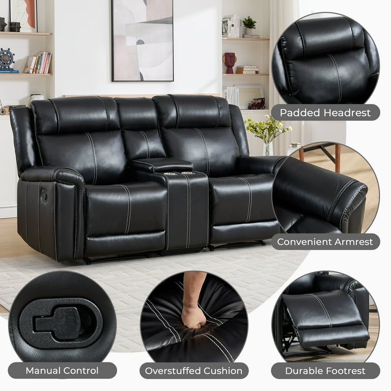 Ebello 3-Seater Faux Leather Recliner Sofa Set, Manual Reclining