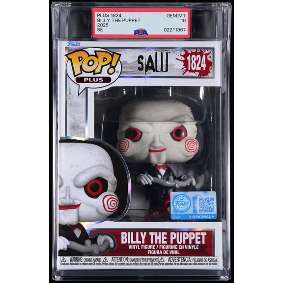 Bundle with PSA 10 GEM MINT Graded Billy The Puppet #1824 Saw Collectible Vinyl Figure - Fully Encapsulated with Compatible Funko Pop! PSA Hard Protector Case