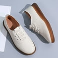 thumbnail image 3 of KaLI_store Womens Loafers Women’s Canvas Low Top Sneaker Lace-up Classic Casual Shoes,Beige, 3 of 5