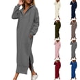 thumbnail image 1 of Ashirexll Robes d'Été pour Femmes, Robes Décontractées pour Femmes, Robe Décontractée Unie à Capuche avec Poches et Fente, 1 of 6