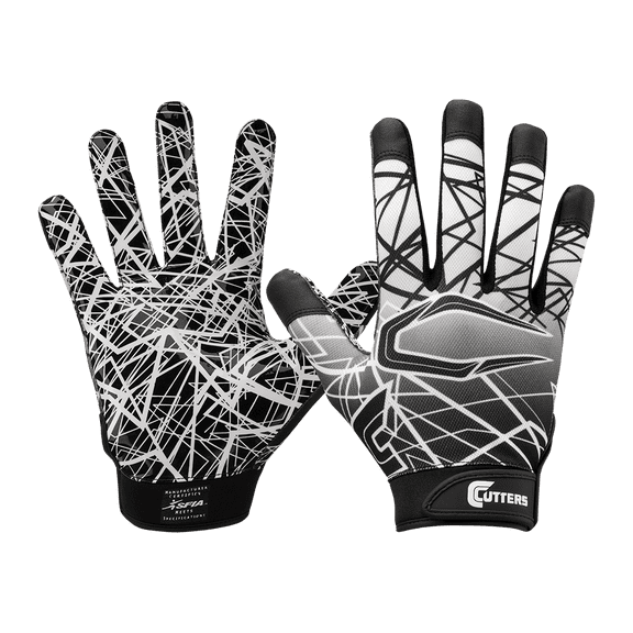 Cutters | Game Day Football Receiver Gloves with Silicone Grip One Pair, Adult X-Large, Black