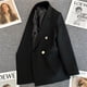 thumbnail image 1 of Blazer elegante de manga larga para mujer, abrigo suelto de solapa doble Breatsed, chaquetas informales delgadas, Blazers Vintage de oficina para mujer, otoño y primavera, 1 of 5