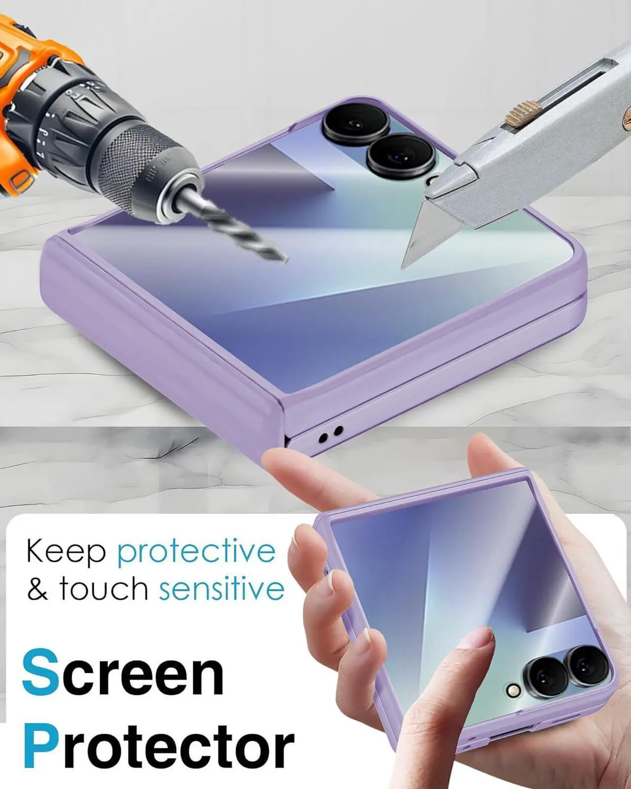 Case for Samsung Galaxy Z Flip 7, Hinge Protection, Built-in Screen Protector, Wireless Charging, Shockproof, Slim Rugged Phone Protective Case for Galaxy Z Flip 7
