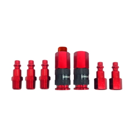 7 Piece Tru-Flate 13-209R Red 1//4 Tru-Match I//M Design Design Air Line Plug and Coupler Combo Set