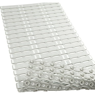 Bathtub Mat Non Slip Shower Mats, 35.4 x 15.7 Inch Long Soft Bath Tub Mat with Suction Cups and Drainage Holes, Anti Slip Bath Mats for Tub Inside Shower Stall Tray Bathroom Floor,Light Grey