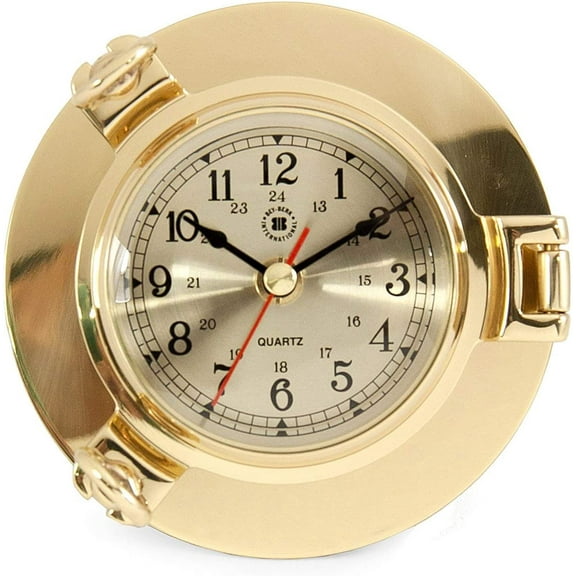 Nagina International Nautical Wall Decor - Solid Brass Porthole Wall Clock - Nautical Wall Clock