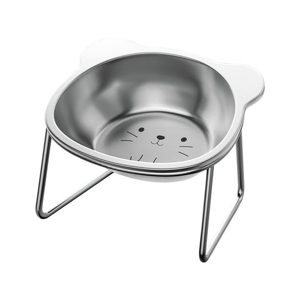 Cuenco elevado para mascotas de acero inoxidable | Tazón de agua para gatos, plato de comida para perros elevado, base antideslizante, borde ancho fácil manejo | Resistente a la oxidación, 1 paquete
