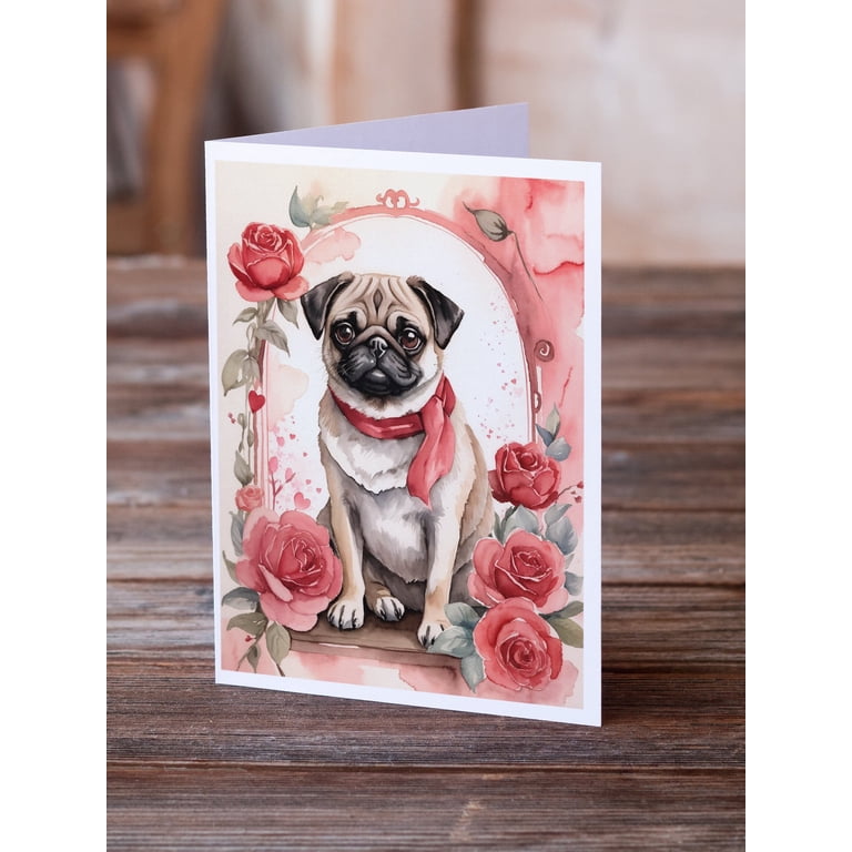 Valentines Box Pug Valentine Cards Pugs And Kisses Valentine Card