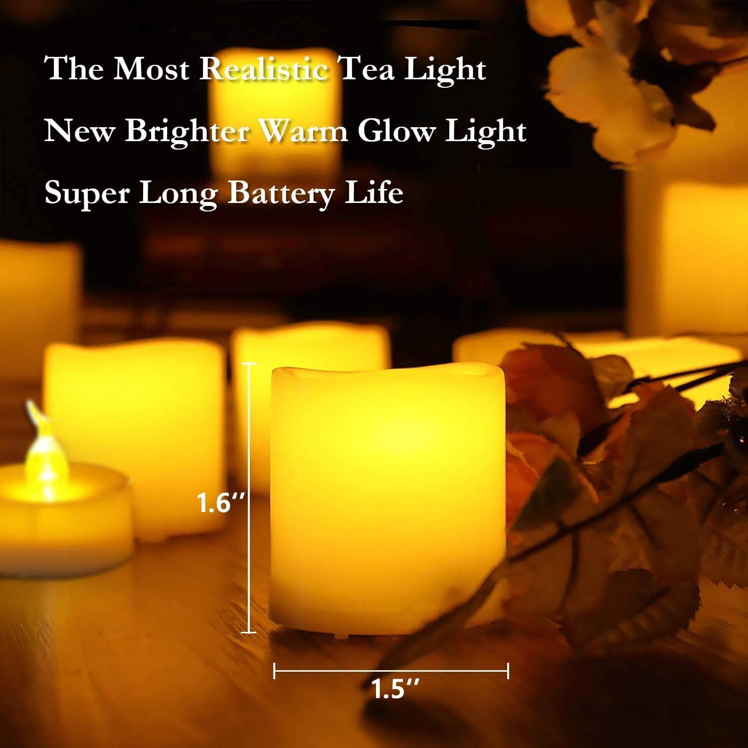 Buy VIVEFOX 12 Pack Flameless LED Tealight Candles Battery Operated