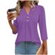 thumbnail image 4 of Tops de Color Sólido para las Mujeres Casual Tres Cuartos de Manga Cuello en V Suelta Camiseta Top Blusas para Uso Diario Y de Fiesta, 4 of 5
