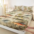thumbnail image 4 of Castle Fairy Vintage Trout Assortment King Sheets 4pcs,Mixed Freshwater Game Fish Layout Bedding,Tan Orange,1 Fitted Sheet,1 Flat Sheet and 2 Pillowcases, 4 of 6