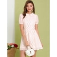 thumbnail image 2 of Vestidos con estampado de corazones para mujer, minivestido con cuello de Peter Pan y gasa de manga corta blanco rojo M, 2 of 6