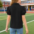 thumbnail image 5 of YNGKMEA Uniform Polo Shirts for Girls Short Sleeve Peter Pan Collar School Uniform Shirts Kids Cute Puff Sleeve Polo Shirt, 5 of 6