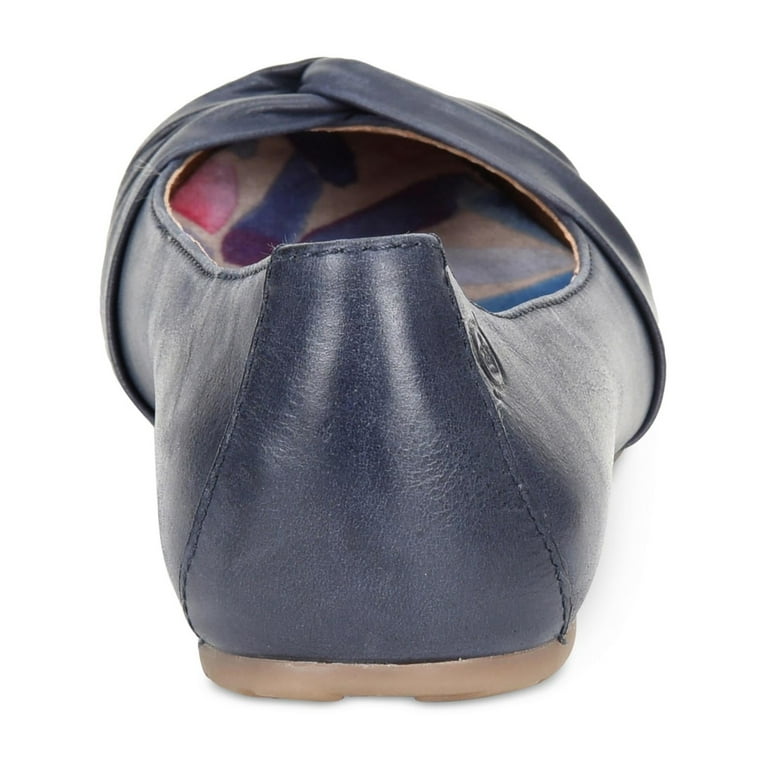 BORN Womens Navy Comfort Lilly Round Toe Slip On Leather Ballet Flats 7 W