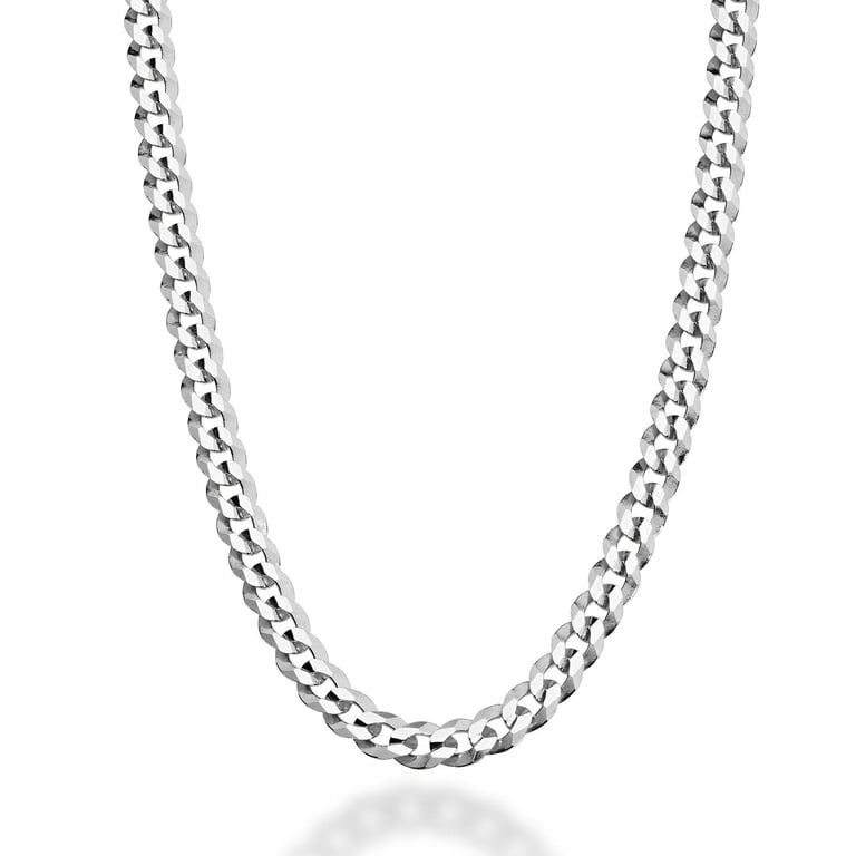 Miabella 925 Sterling Silver Cuban Link Chain Necklace, 22 Inches photo 1